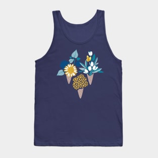 Midsummer I scream flower cones // print // blue teal and yellow flowers bouquets Tank Top